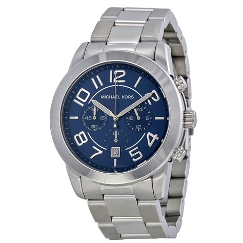 Michael Kors Mercer Chronograph Blue Dial Stainless Steel 